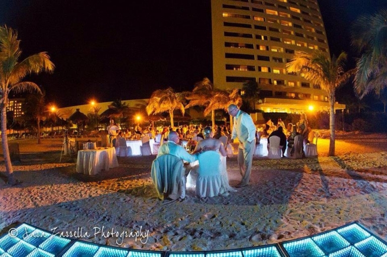 Wedding reception on beach